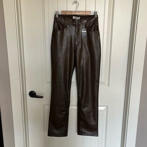 Abercrombie Ultra High Rise 90s straight curve love leather brown pants